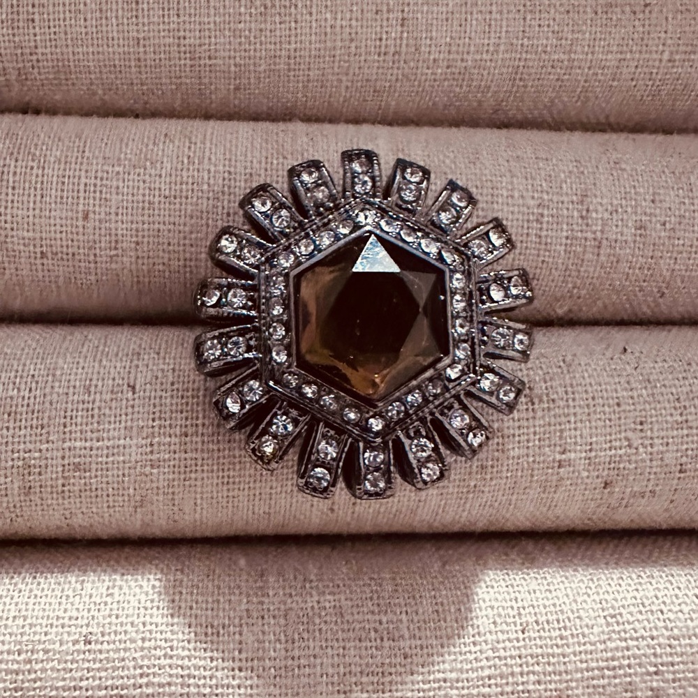 BCBG | Ring | Faux Smoky Quartz Hematite Crystal